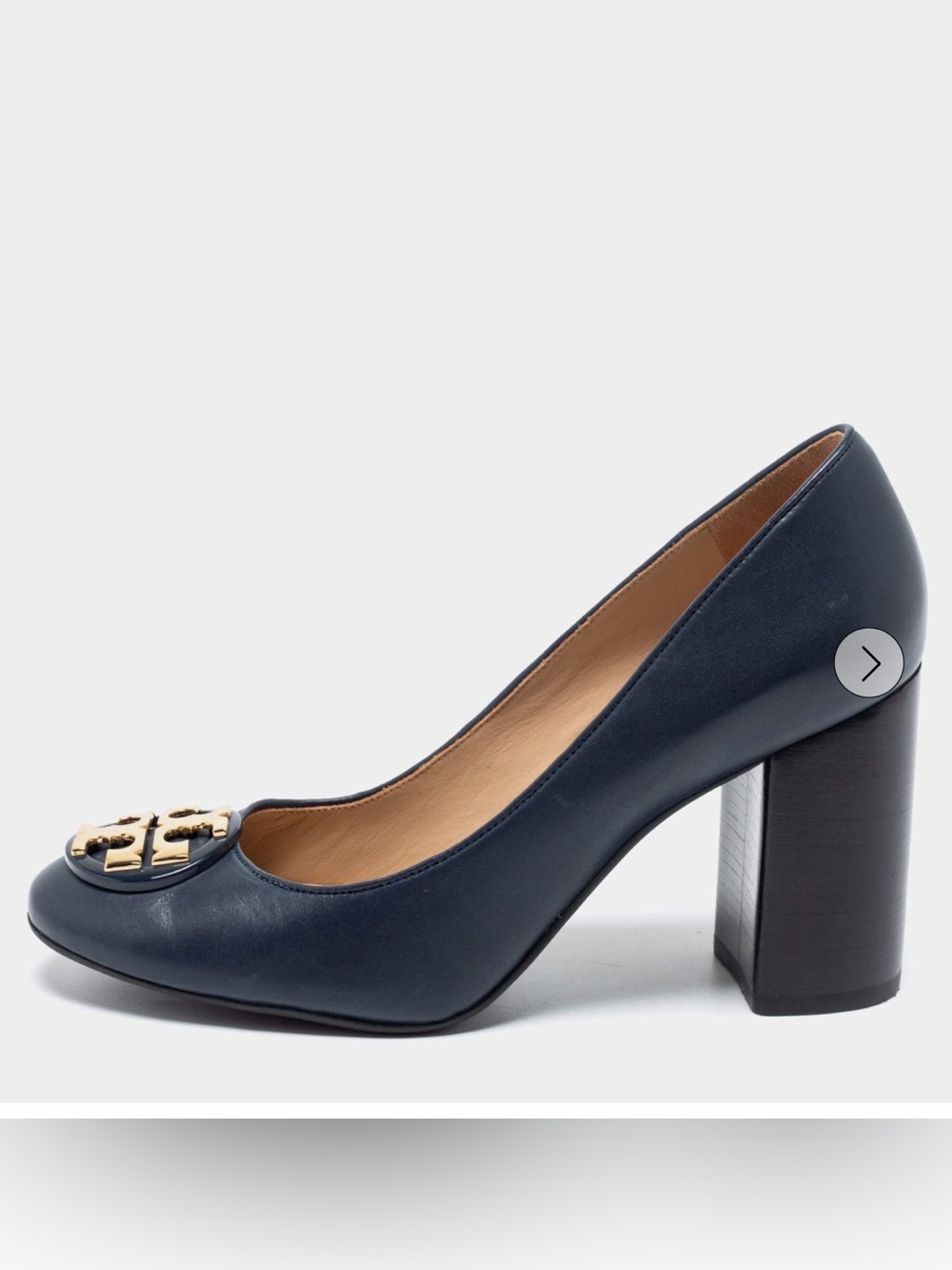 Tory Burch Navy Block-Heel Pump sz 10